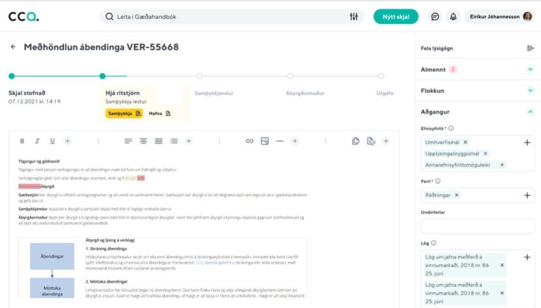 Tilkynning um breytingu á CCQ áskriftum